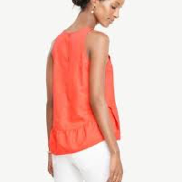NWT Ann Taylor Coral Blaze Ruffle Swing Top - Picture 2 of 6